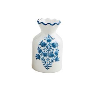 MP Blue Flwr Stem Block Print Bud Vase 5.5&quot;
