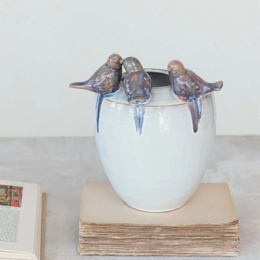 Cco Planter W Birds 7.5&quot; H