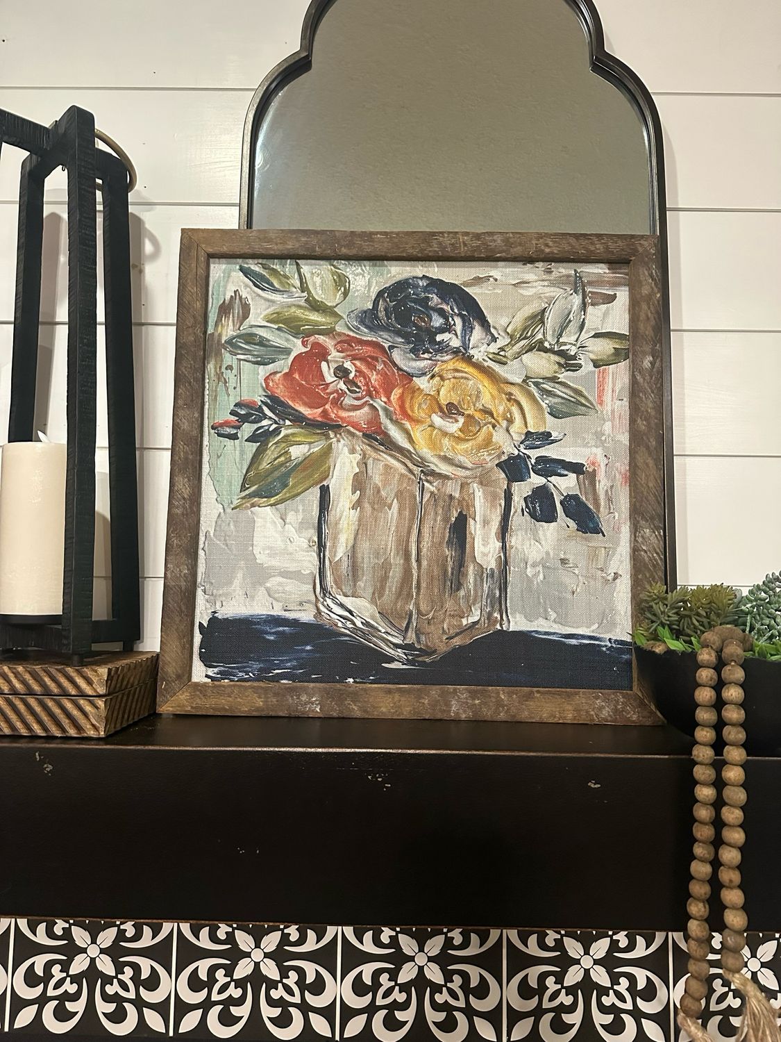SCM 24x24 Taupe Vase Yel Blue Rust
