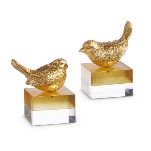 Raz 5&quot; Gold Bird On Two Toned Block