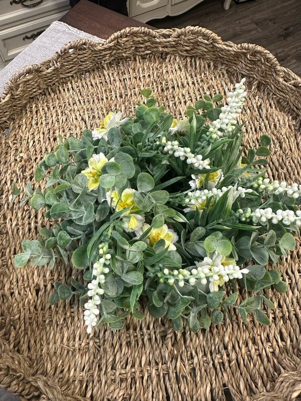 MV Yellow Flowers Mini Euc Wreath 10.5&quot; (3.5&quot; Inner)