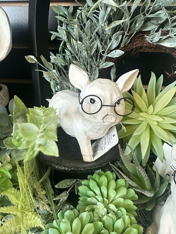 Raz 5&quot; Stand Pig With Glass