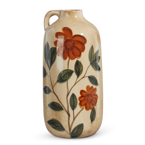 Raz 12&quot; Painted Floral Vase