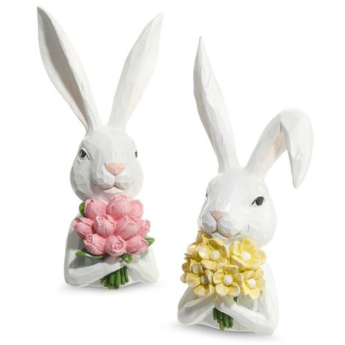 Raz 10.25&quot; Yellow Flowers Bunny Bust