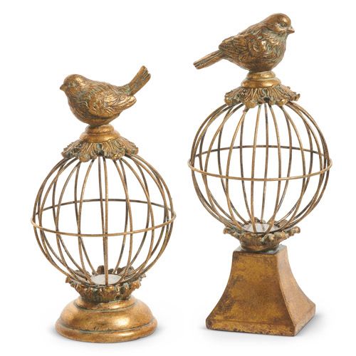Raz 10.5&quot; Antique Gold Birdcage Finial