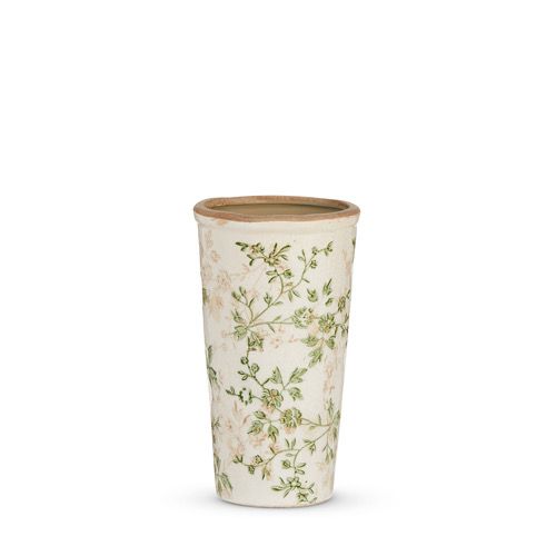 Raz 8.5&quot; Taupe Floral Vase