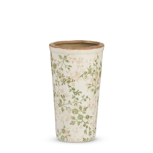 Raz 10&quot; Taupe Floral Vase