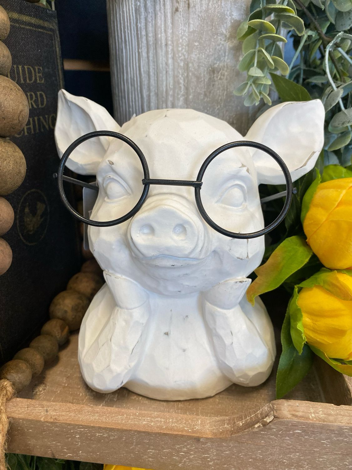 Raz 7&quot; Pig With Glasses Bust