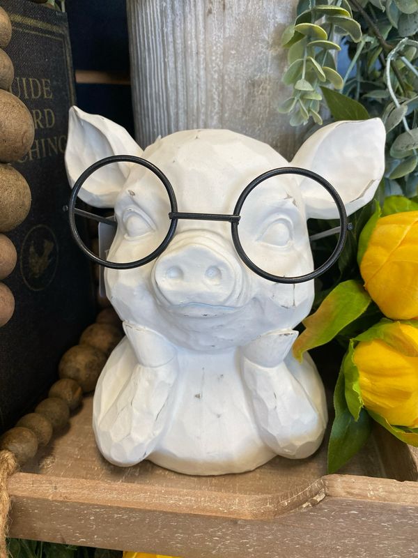 ARL 7" Pig With Glasses Bust