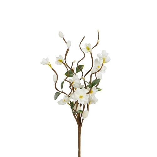 Raz 11.5&quot; White Floral Pussy Willow Branch