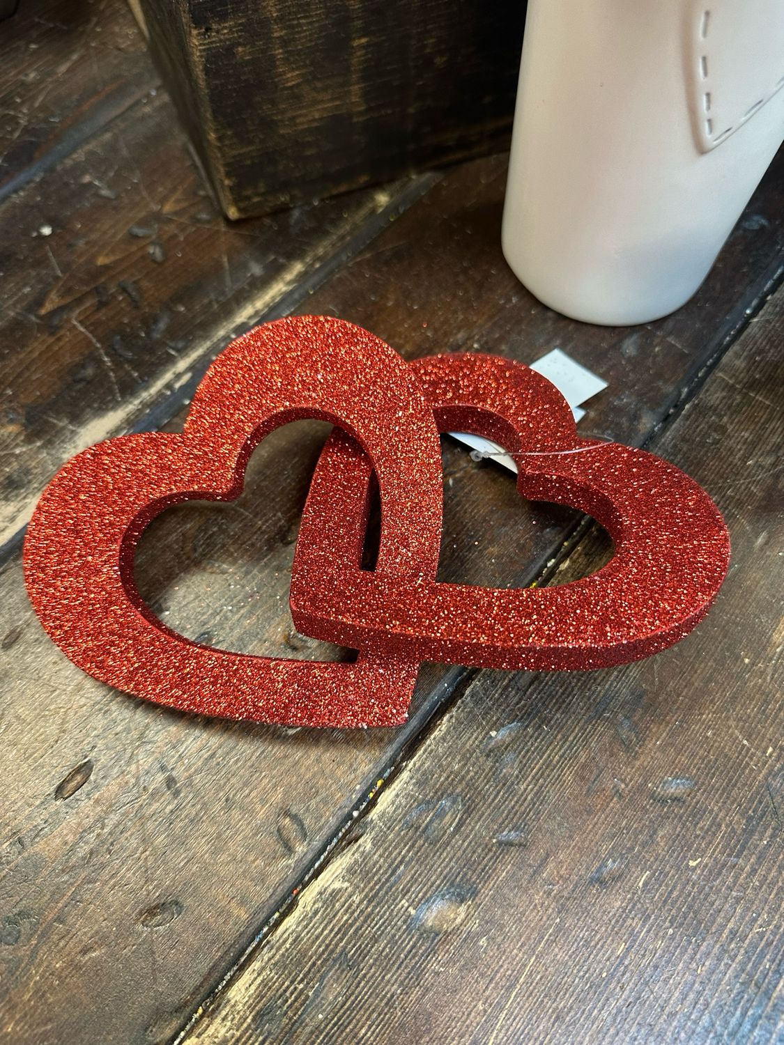 Ger 5" Red Glitter Interlocking Hearts