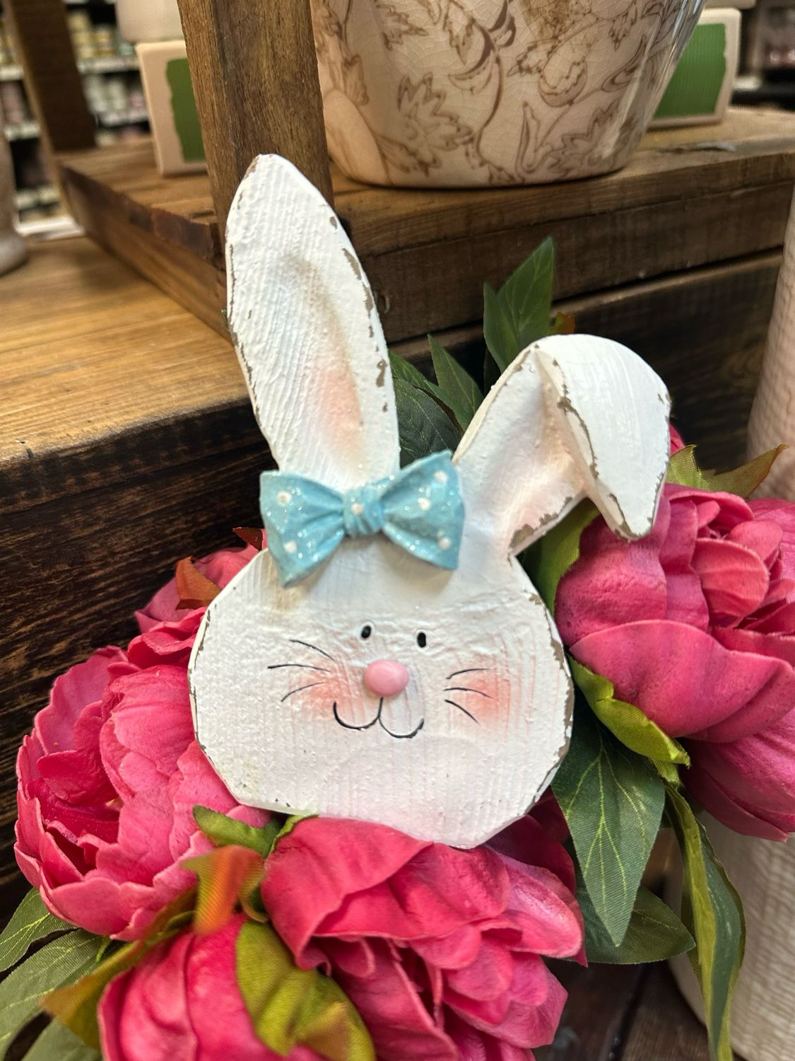 Ger Blue Bow Bunny Head 4.92&quot;