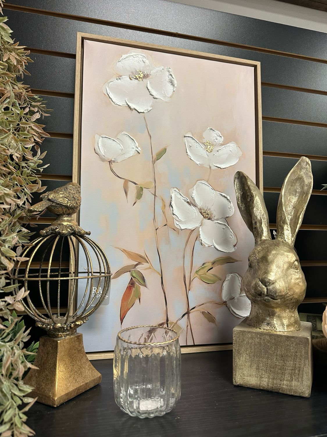 Raz 5 White Flower Blossoms Framed Wall Art 21.5&quot;