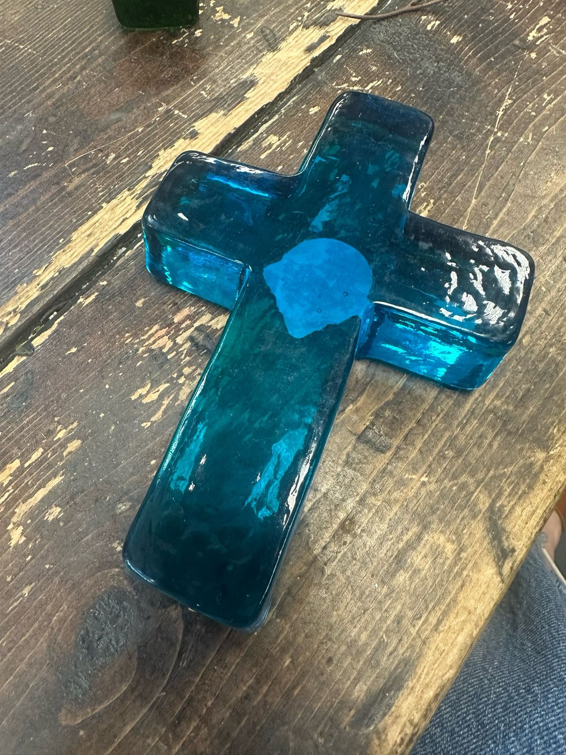 CCO Blue Glass Cross 5.5&quot;