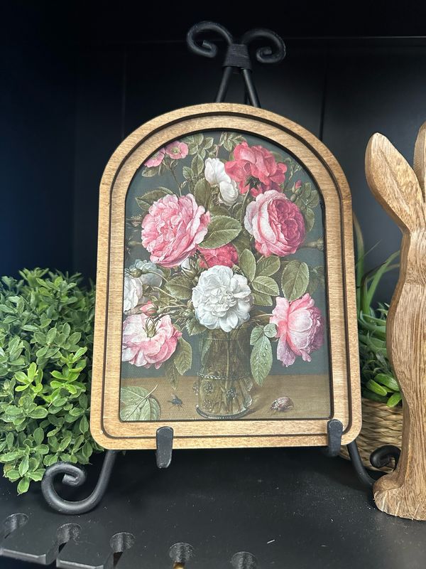 Red Arch Pink Roses Art
