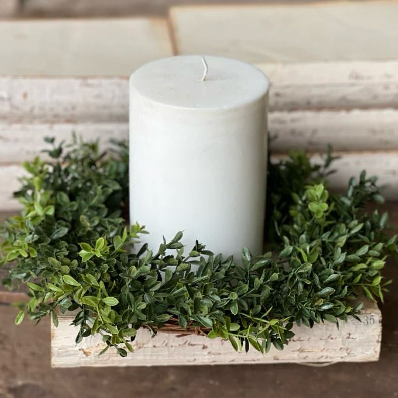 Boxwood Candle Ring 6.5&quot;