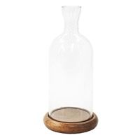 WTC Glass Vase On Wood Base 12&quot;