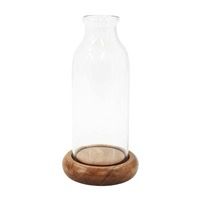 WTC Glass Bottle On Wood Base 9.25&quot;