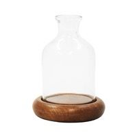 WTC Glass Jar On Wood Base 6.5"