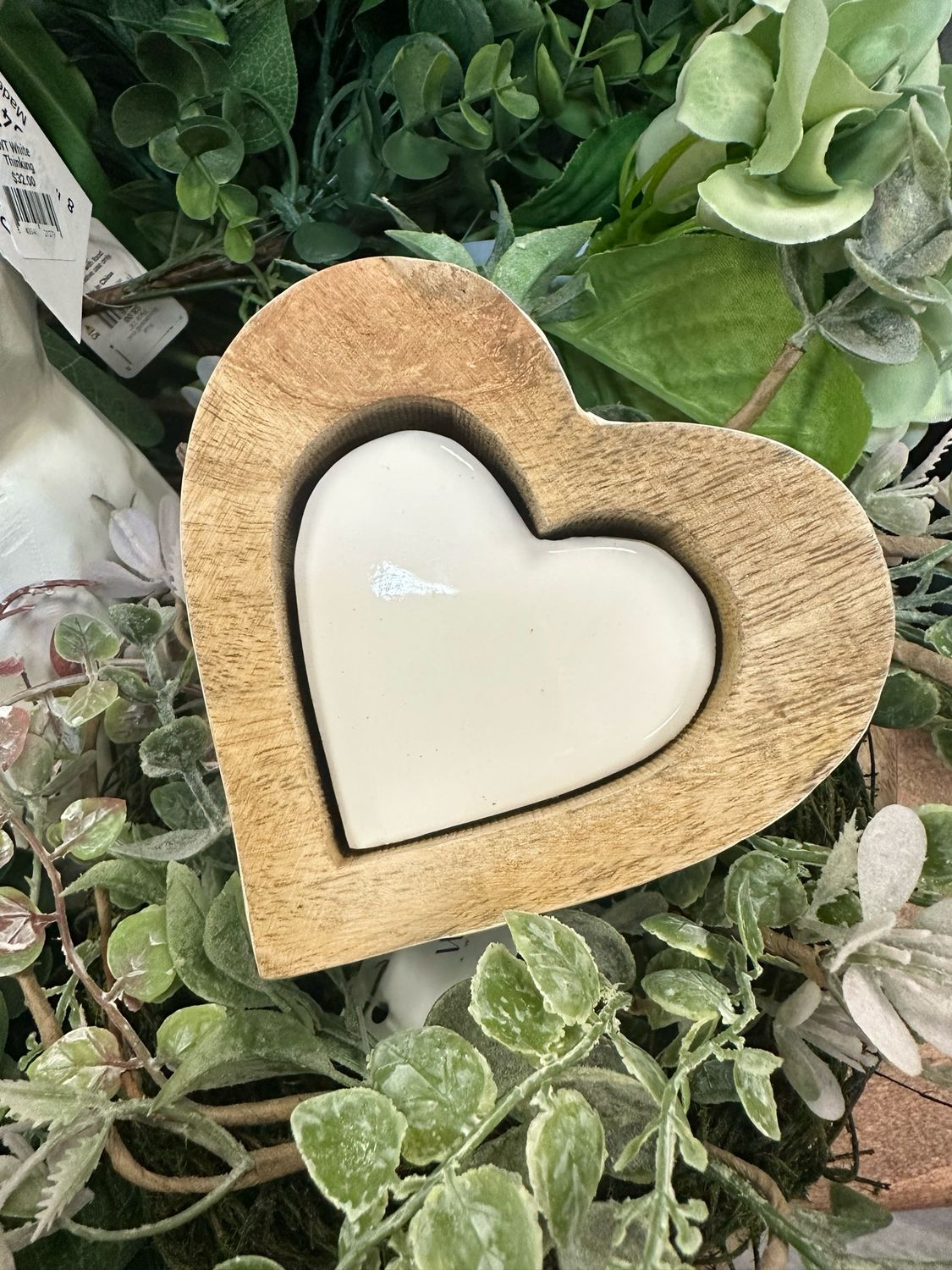 WTC Sm Heart Puzzle Block Nat &amp; White 4&quot;