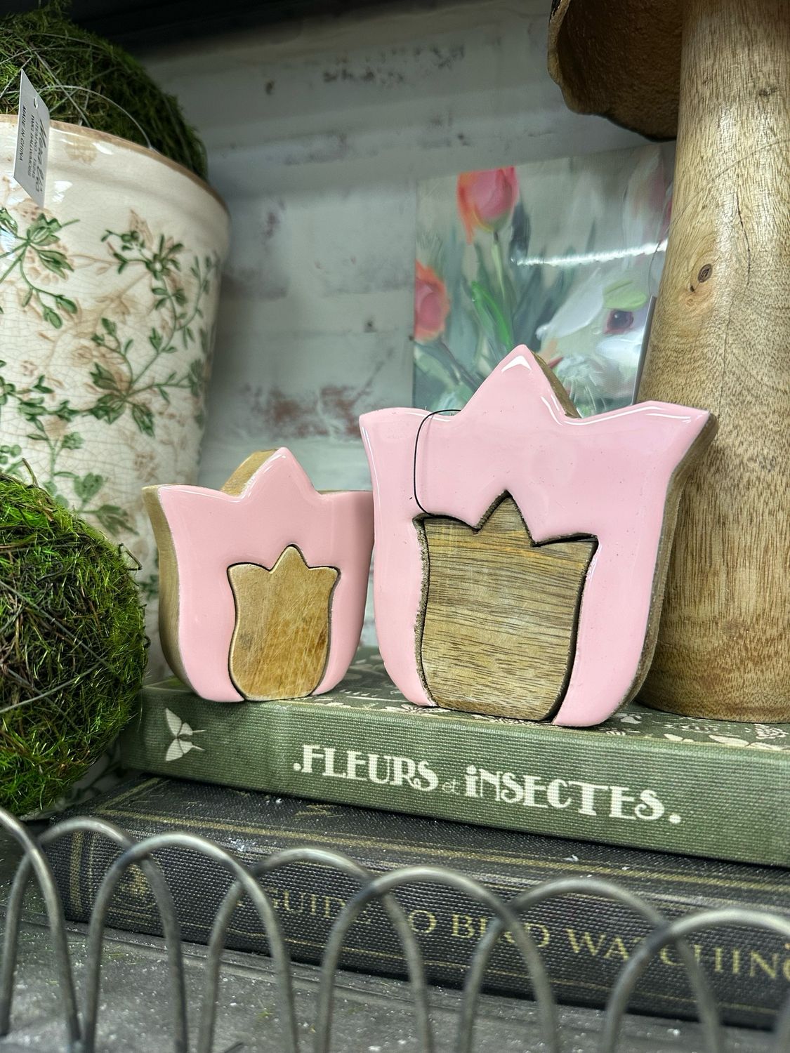 WTC Sm Pink Tulip Puzzle Block 3&quot;