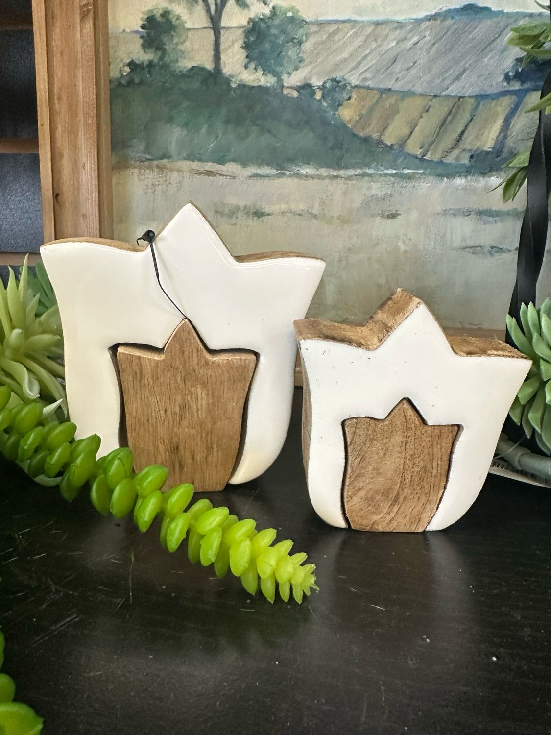 WTC Lg White Tulip Puzzle Block 4&quot;