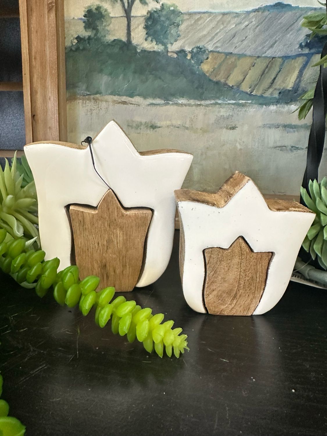 WTC Sm White Tulip Puzzle Block 3&quot;