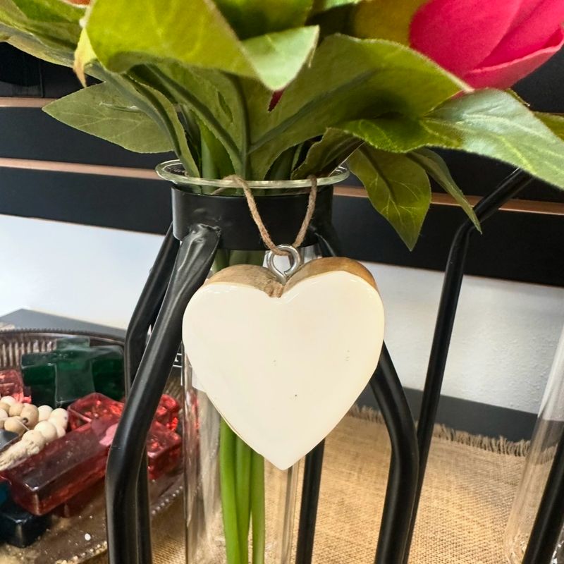 WTC White Sm Wood Heart 2.25&quot; Hanging
