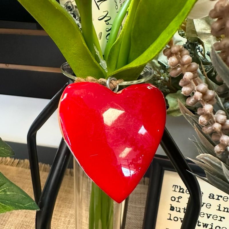WTC Red Sm Wood Heart 2.25&quot; Hanging