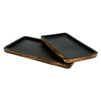 WTC Sm Dark Wood &amp; Matte Black Tray 10x6