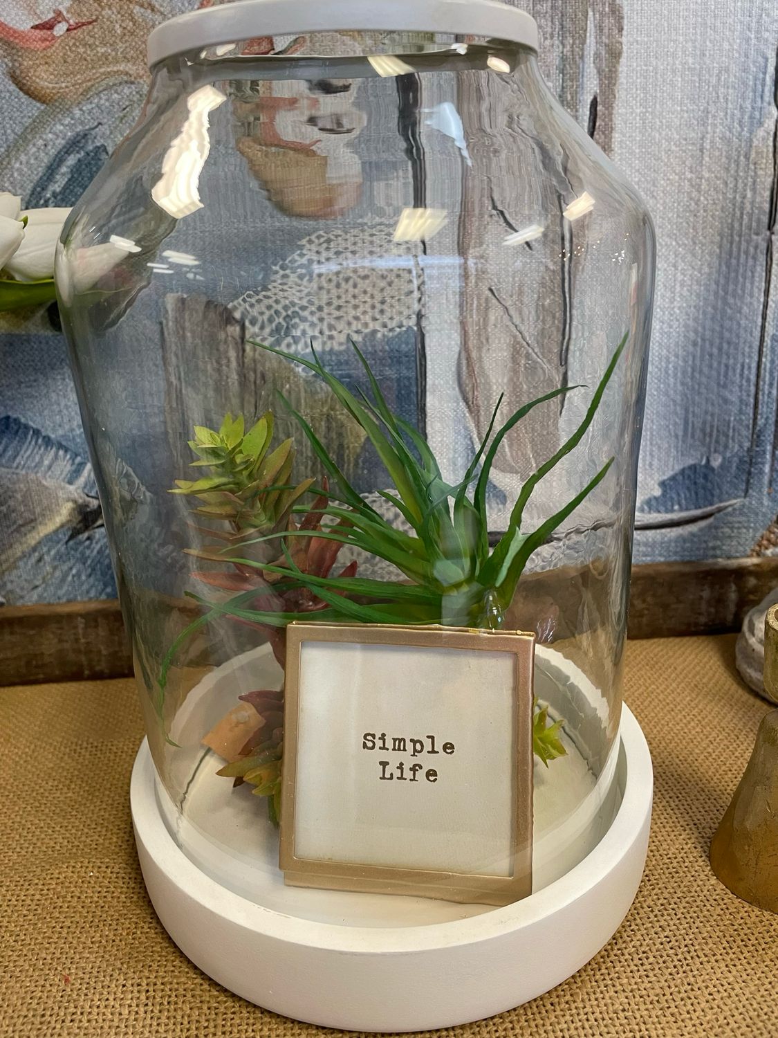 WTC Lg Jar White Wood Base 10.5&quot;