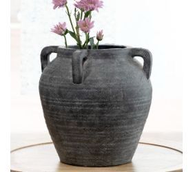 PDG 10.4” charcoal 4 handle vase