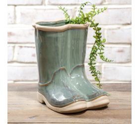 Pdg 7&quot; Teal Rainboots Planter