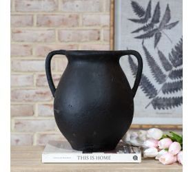 Pdg 11.8&quot; Black 2 Handle Jug Vase