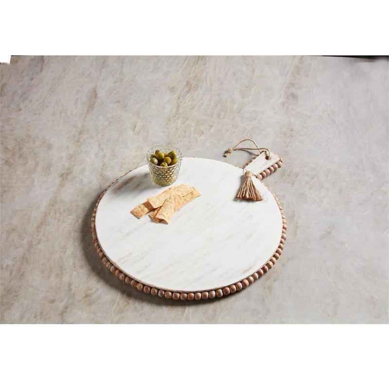 MP White Chunky Beaded Round Board 22x18