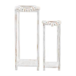 MP Sm White Beaded Handle Lantern 19.5x6.5x6.5