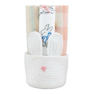 MP Blue Bunny Basket Towel Set/4