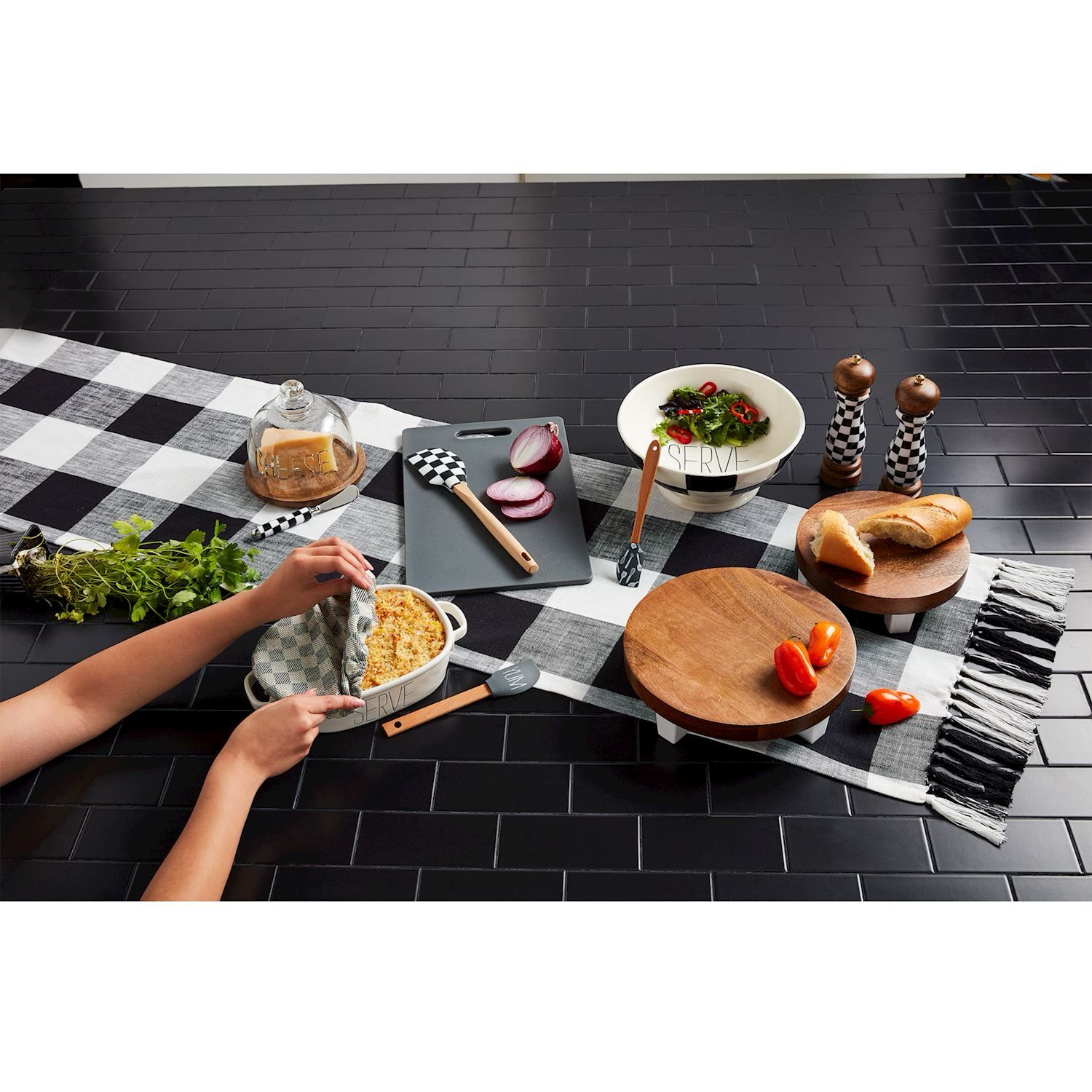 MP Black Check Woven Table Runner