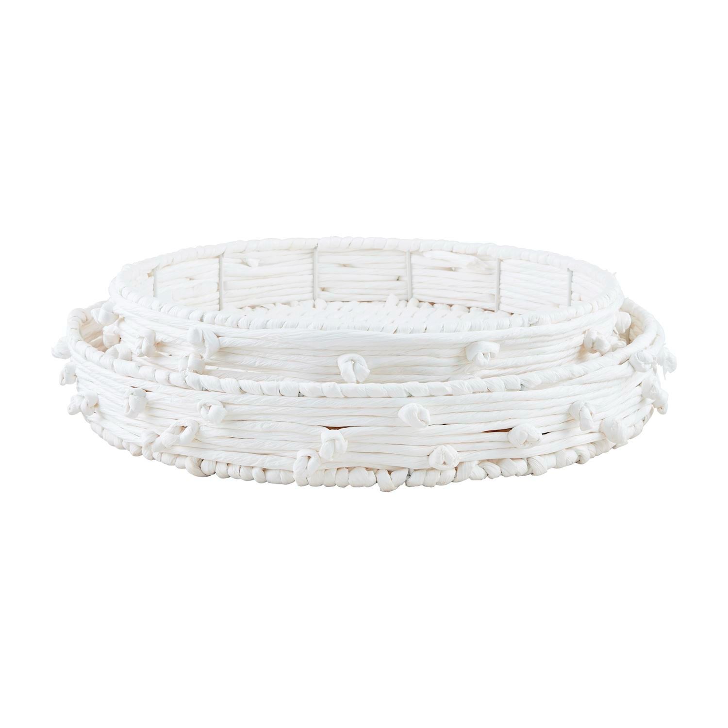 MP Lg White Knot Paper Rope Tray 19x3