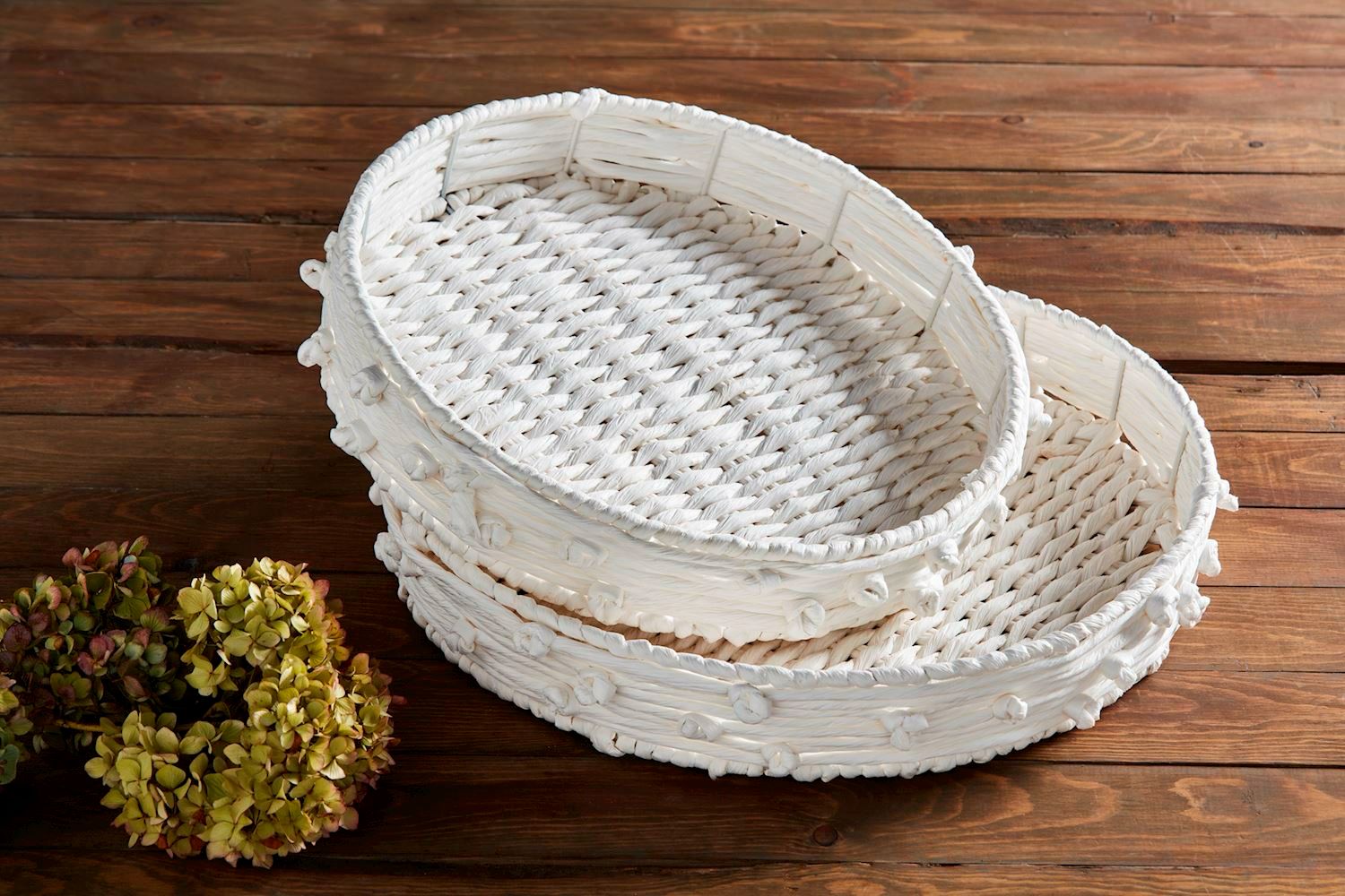 MP Sm White Knot Paper Rope Tray 16x3