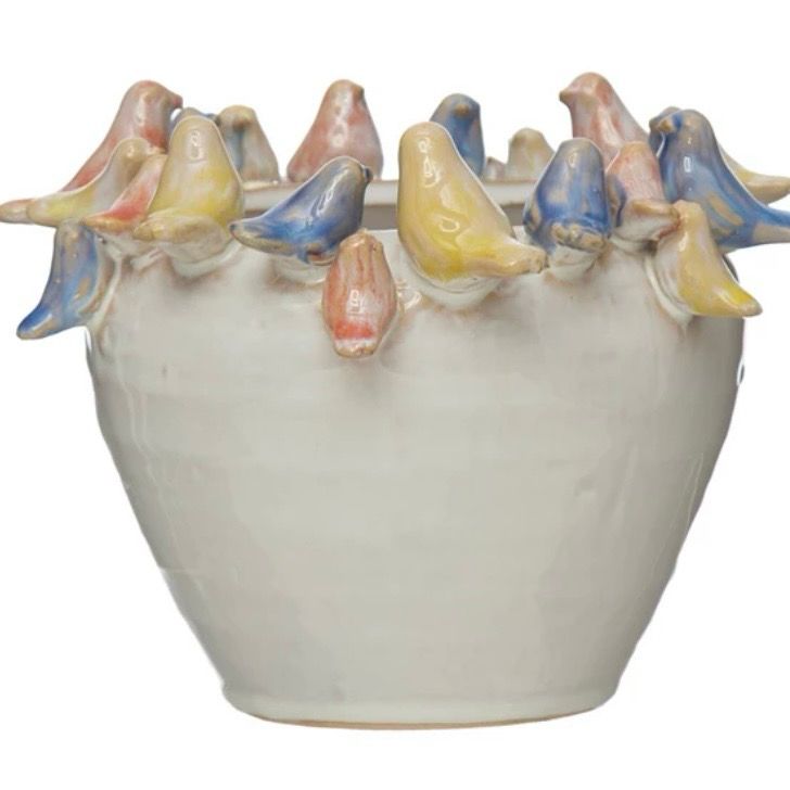 CCO 8&quot; Rnd Planter Birds
