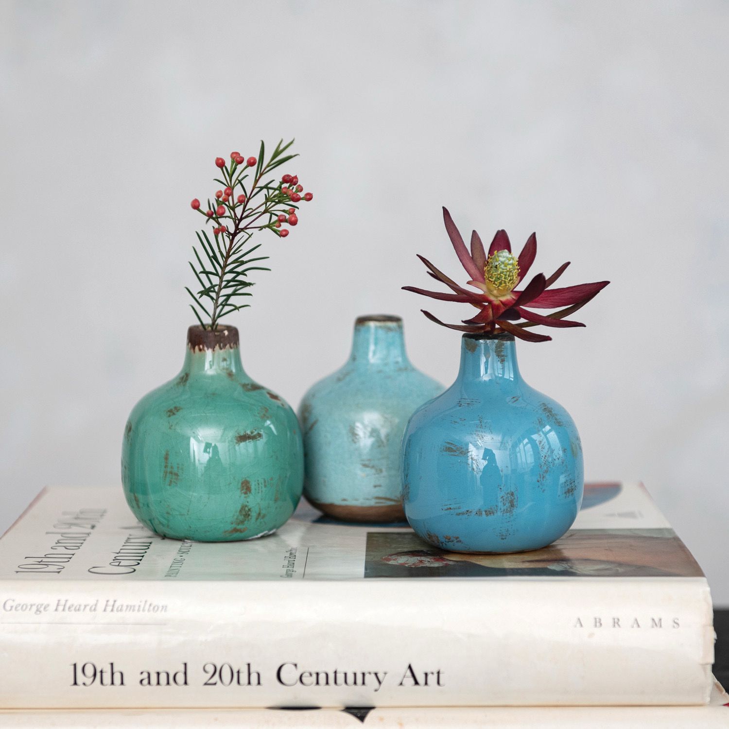 CCO 3.75&quot; Light Blue Teal Terra-cotta Vase