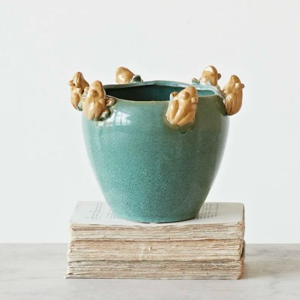 CCO Green Planter w/frogs 6.25&quot;