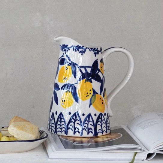 CCO 8.7" Lemon Stoneware Pitcher