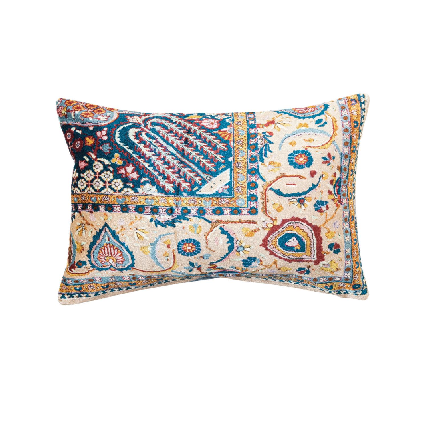 CCO Velvet Lumbar Pillow w/design 20x14