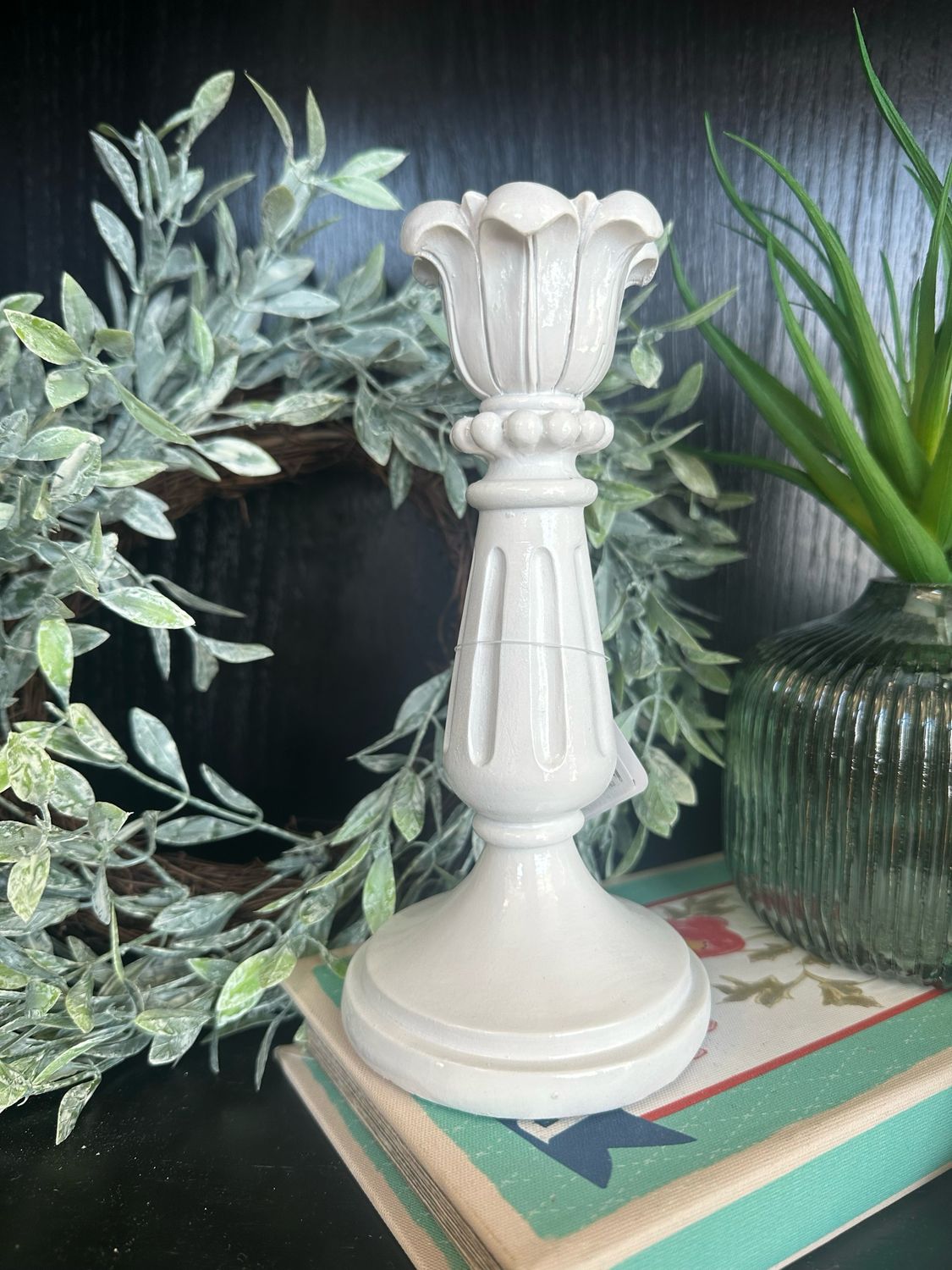 Raz Sm 7.25&quot; White Candlestick