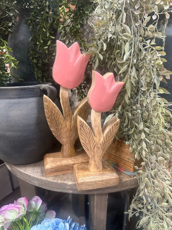WTC Sm Pink Enamel Tulip 8"