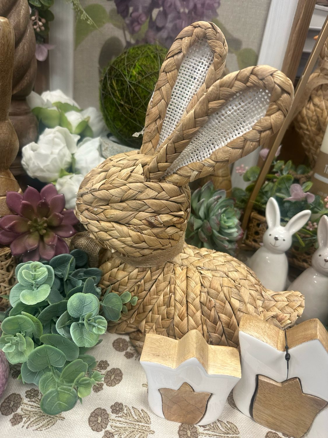 Raz 10.5&quot; Bunny Natural Basketweave