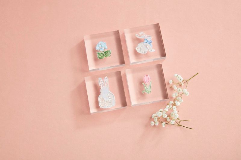 MP Clear Block Blue Flower 3x3