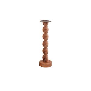 MP Sm Twisted Wood Candlestick 14.25&quot;